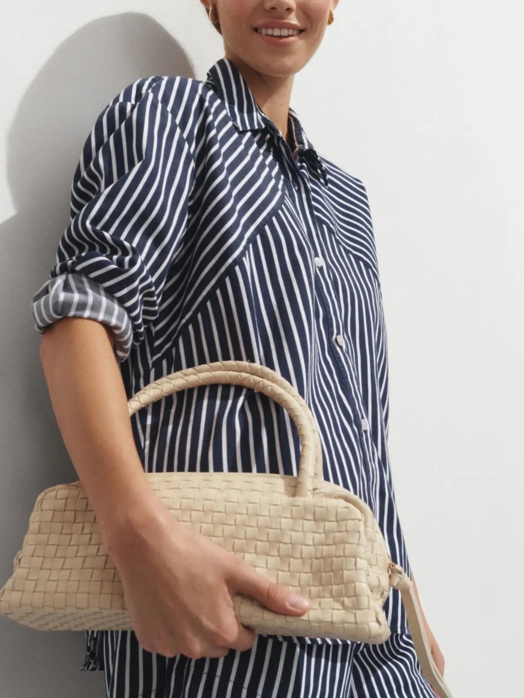 Cleobella Beige Woven Top-Handle Satchel Women Handbag